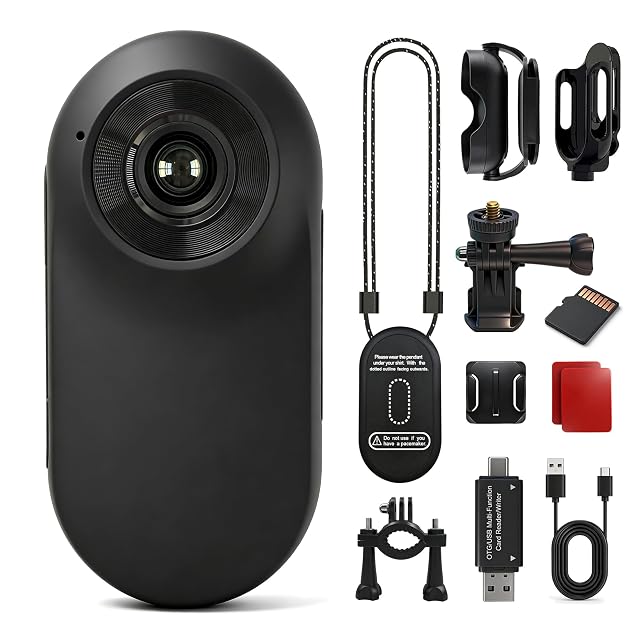 Pequeña cámara corporal negra Frelisty DM100 con clip magnético y pantalla de 1 pulgada