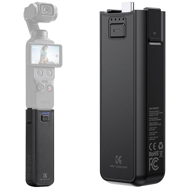 Mango de batería K&F Concept acoplado a una DJI Osmo Pocket
