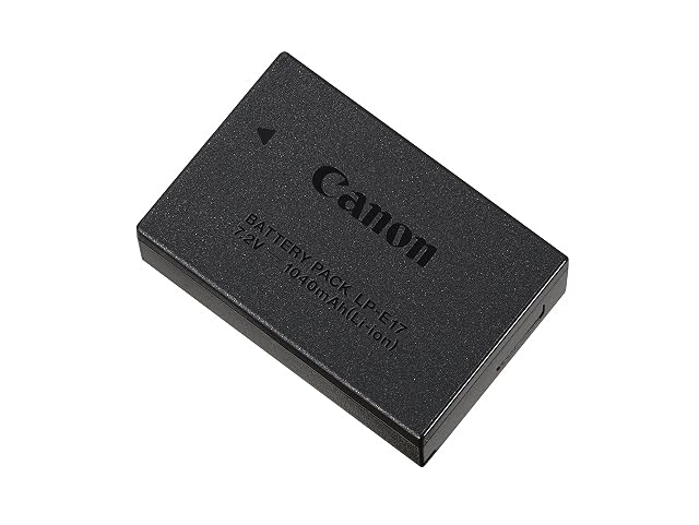 Batería Canon LP-E17 negra, de pie