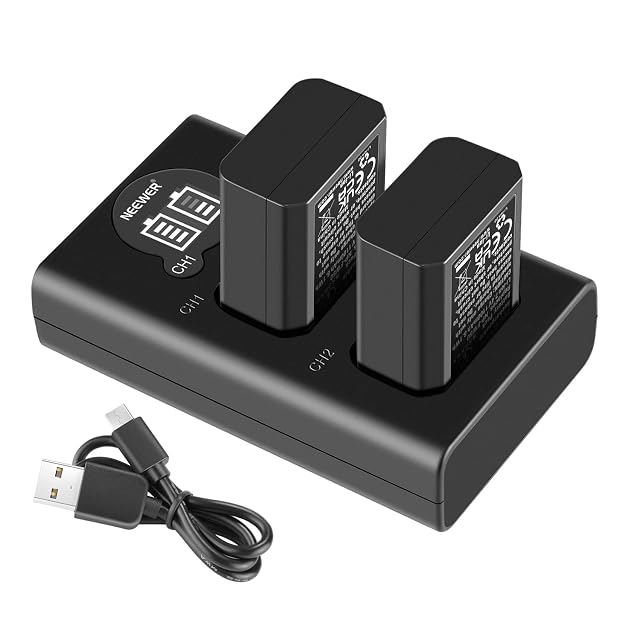 Cargador doble NEEWER con pantalla LCD y dos baterías NP-FW50