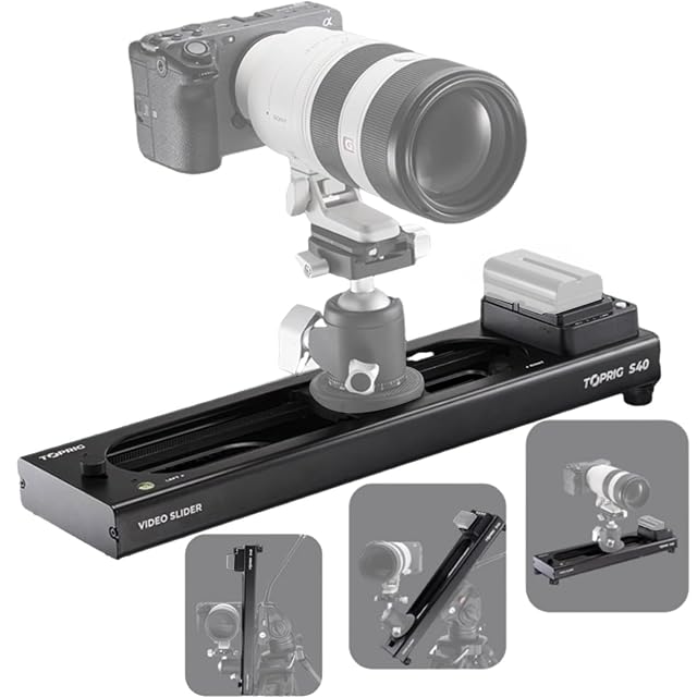 Raíl slider motorizado Accsoon TOPRIG-S40 con su carro y sus botones de control