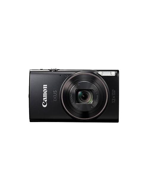 Compacta delgada negra Canon IXUS 285 HS con cuerpo metálico y objetivo recogido