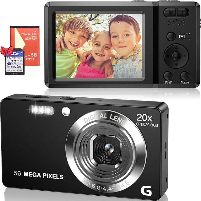 Compacta negra FAYIBUY F5 XMXJ con pantalla trasera de 2,7 pulgadas y pequeño objetivo fijo
