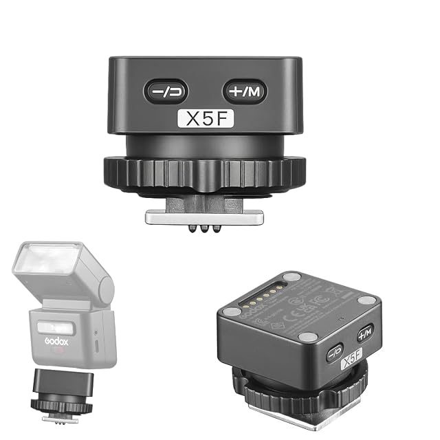 Disparador de flash Godox X5F negro, una pequeña unidad de zapata con anillo de bloqueo
