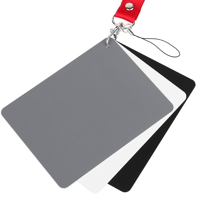 Juego ChromLives de tarjetas de referencia negra, blanca y gris en su cordón