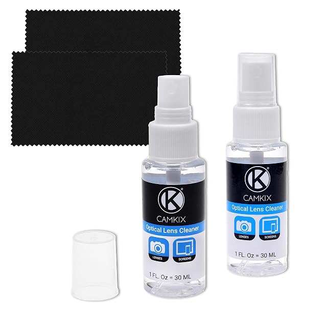 Kit de limpieza CamKix con dos frascos de spray y dos paños de microfibra