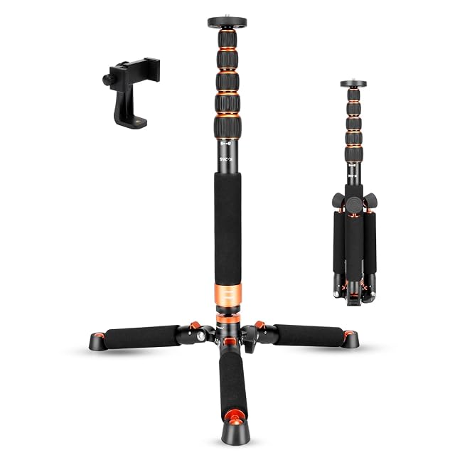 Monopié koolehaoda K-266 naranja y negro con su pie base metálico y seis tramos