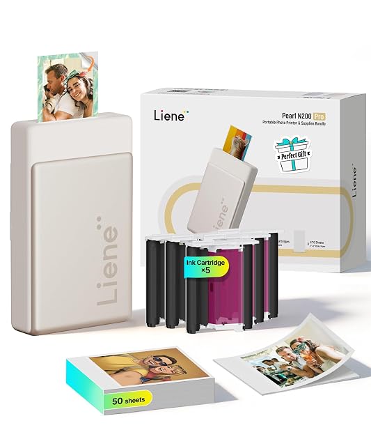 Liene Pearl N200 Pro dorada con sus cintas y una impresión terminada