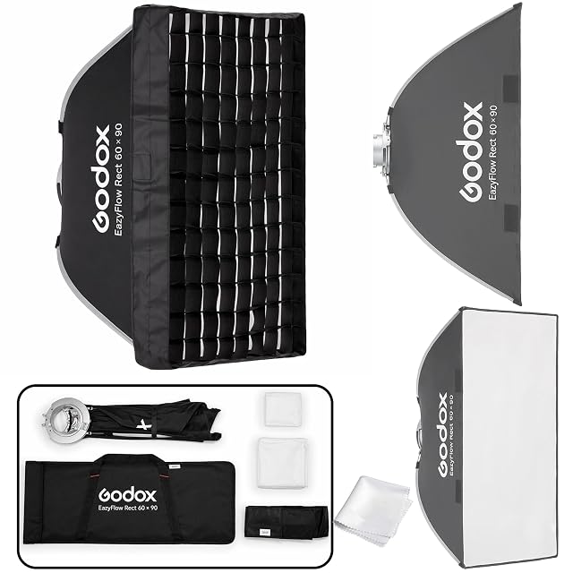 Softbox rectangular Godox EazyFlow con su anillo adaptador Bowens