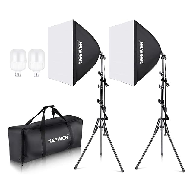 Kit de softbox NEEWER con dos cajas de 60 por 60 cm sobre pies de aluminio de 210 cm