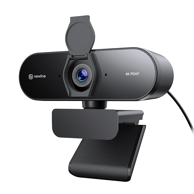 Webcam 4K N newline NewEye62 negra con dos micrófonos y tapa de privacidad
